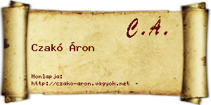 Czakó Áron névjegykártya